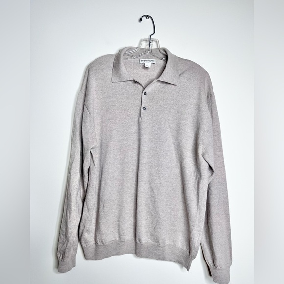 Pronto Uomo extra fine merino wool knit polo pullover sweater 3 button beige - Picture 2 of 11